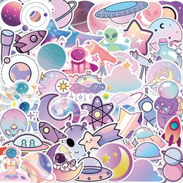 50pcs Cute Gradient Colour Cartoon Planet nasa Stickers Astronaut Alien Decals Suitcase Scrapbook Phone Laptop Sticker wholesale