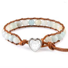 Link Bracelets Genuine Leather Natural Stone Bracelet Rose Quartz Howlite Heart-shaped Buckle Adjustable Sweet And Cute Jewellery For Women