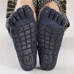 Men's Socks Five Fingers Winter Warm Non-slip Grip Gym Fitness Sports Toe Low Calf Slipper Male Floor