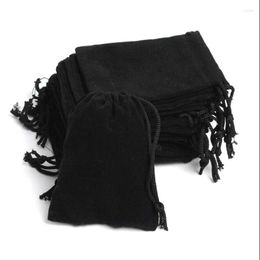 Jewelry Pouches Black Velvet Bag Pouch Drawstring Gift Packaging Display Bags Box 10Pcs/lot