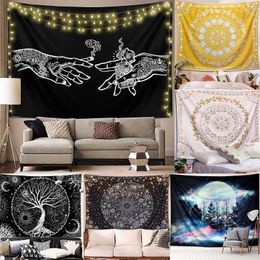 Tapestries Ethnic Throw Tapestry Trippy Pareo Plant Large Beach Towel Blanket Yoga Tablecloth Wall Hanging Decor Sun Curtain Tree Of Life 221006