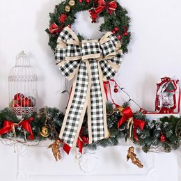 Decorazioni natalizie Decorazione Bowknot Reticolo Borsa regalo Ornamenti Albero Porta Appeso Nero Bianco Griglia Tessuto Fiore Nodo Casa