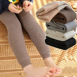 Leggings Tights Winter Warm for Girls Boys Young Children Pantyhose Fleece Twist Thick Knitting Plus Velvet Cotton Stockings 221006