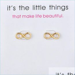 Stud Infinite Love Earrings Alloy Exquisite Gold Sier Colours Stud Womens Eight Word Charming Card Jewellery Gifts For Girls Dro Lulubaby Dhepj