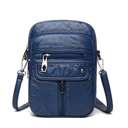 HBPHBP Fashion Washed Soft Leather Bags Women's Bag 2022 New Lightweight Versatile One Shoulder Crossbody Bag Mini Mobile Baga