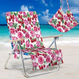 Chair Covers Summer Plants Print Beach Cover Microfiber Deck Towel Portable Small Recliner 150x73cm