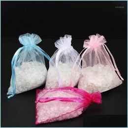 Gift Wrap Gift Wrap 50Pcs/Bag 7X9 Cm Organza Bags Jewelery Small Pouches Wedding Party Decoration Dable Packaging 5Zwp001-501 Drop De Dhvku