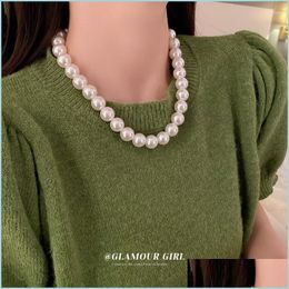 Chokers Choker Vintage Large Pearl Necklace Fashion Clavicle Chain Simple And Versatile Drop Delivery 2021 Jewellery Necklaces Mjfashion Dhmjk