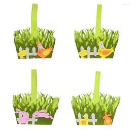 Decorative Flowers Festival Home Supplies Ornaments Happy Easter Egg Basket Non-woven Fabric Fruit Candy Storage Bucket Tote Gift Bags Decor