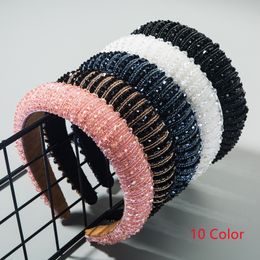 10 Style High-end Ladies Sponge Headband Simple Wide-sided Fashion Handmade Beaded Net Red Temperament Headbands Korean hair accessories B12