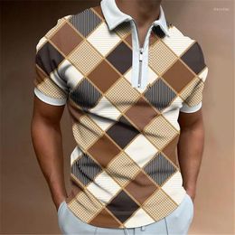 Men's Polos Men's Polo Shirt 2022 Men Argyle Printing Shirts Brand Short-Sleeved Summer Tees Man Clothing European Size S-4XL