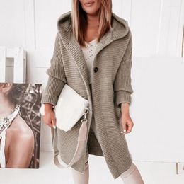 Women's Trench Coats Cardigan Sweater Two Buttons Simple Women Solid Colour Knee-Length For Holiday