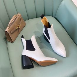 Novas botas de crocodilo pontiagudo francês no outono e inverno 2022 estilo britânico de estilo britânico Retro grosso Chelsea Boots Women