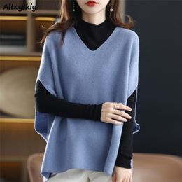 Women's Sweaters Sweater Vest Women Autumn Korean Style Loose Knitted V-neck Outerwear Simple Solid All-match Trendy Leisure Harajuku Elegant Top 221006