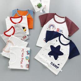 Shirts 2022 KID'S T-shirt Short Sleeve Pure Cotton Baby Cartoon Girls Summer Style Korean-style Unlined Top Childrensw