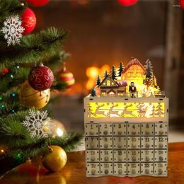 Christmas Decorations Wooden Crafts Snow Scene Calendar Cabinet Countdown Ornaments LED Lights Gifts