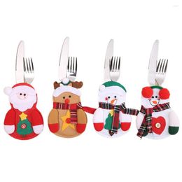 Christmas Decorations 4Pcs/Set Santa Claus Cutlery Cover Fork Cutter Bag For Dining Table Decor