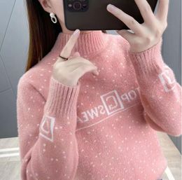 Women's Sweaters Hip Hop for Designer Button Lady High Collar Loose Long Sleeve Pullover Knitting Dress Tops