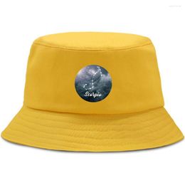 Berets 12 Constellations Scorpio Bucket Hats Vintage Cap Summer Men's Panama Caps Woman And Men Chapeau Street Fishing Fisherman Hat