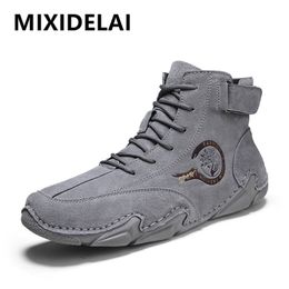 Boots Big Size Mens Breathable Genuine Leather Soft Sole Comfortable Ankle Outdoor Casual Shoes 220930