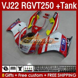 &Tank Fairings For SUZUKI RGVT250 RGV-250 SAPC VJ22 160No.19 RGV250 VJ 22 RGVT-250 90 91 92 93 94 95 96 RGVT RGV 250 CC 1990 1991 1992 1993 1994 1995 1996 Fairing white glossy