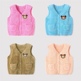 Waistcoat girls fleece vest baby boy toddler velvet vest for girl warm vest kids sleeveless waistcoat autumn outwear bear infant girl 2201006