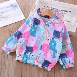 Jackets Spring And Autumn Fashion Jackets For Boys And Girls Cartoon Doodle Print Little Mouse Graffiti Long Sleeve Coat 2201006