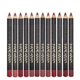 Handaiyan Matte Lip Liner Set Lipstick Pencil 12 Colours Easy to Wear Natural Long-lasting Line Eyes and Lips Makeup Kit