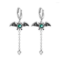 Stud Earrings Arrival Elegant Devil Bat Design Green Crystal 925 Silver Needle Ladies Tassels Jewelry Accessories Gifts