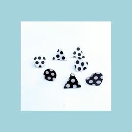 Stud Lovely Korean Fashion Black White Wave Point Ear Studs Acrylic Simple Good Friend Heart Earrings Nice Gift Cute Dot Stu Lulubaby Dh9Os