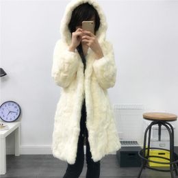 Women's Fur Large Size S - 6XL Natural Rex Coats Outerwear Women Thick Warm Real Jackets With A Hood 2022 Autumn Winter