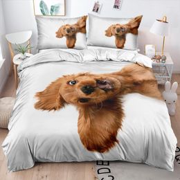 Bedding Sets 3D Lovely Brown Pet Dog Set Quilt/Duvet Cover Full Double King Size 203x230cm Bed Linen Fashion Soft Home Textile