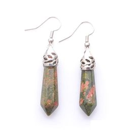 Dangle Chandelier Natural Unakite Jasper Gemstone Dangle Earrings Hexagonal Pointed Reiki Chakra Beads For Women Jewellery R3 Bdehome Dhlic