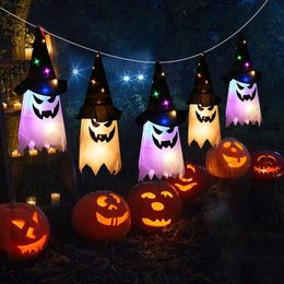 UPS LED Halloween Decoration Flashing Light Gypsophila Ghost Festival Dress Up Glowing Wizard Ghost Hat Lamp Decor Hanging Lantern