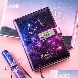 Notepads Notepads B6 Binder Notebook With Lock Travel Journal Constellation Diary Agenda Planner Organiser Sparal Notepad Note Book H Dhsh3