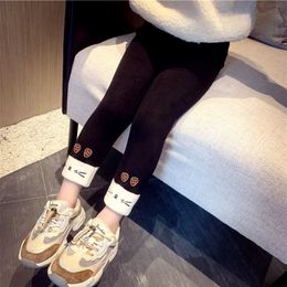 Leggings Tights Children s Velour Elastic Waist Warm Keep Winter Bottom Thickened Girl s Pants Embroidery 221006