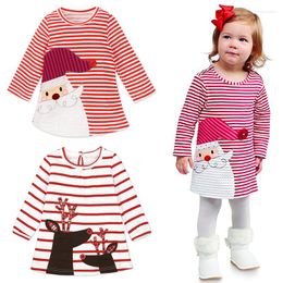 Girl Dresses Casual Christmas Dress Cute Cartoon Santa Toddler Cotton Long Sleeve Princess For Baby Kids Clothes 1-6 Years