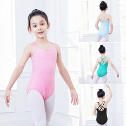 Stage Wear Girls Ballet Leotards Closed Crotch Dance Bodysuit Kid Double Sling Camisole Professional Practise Gymnastics Costumes Swimwear
