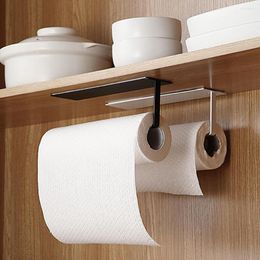 Hooks Roll Paper Holder Hanging Towel Wall Mounted Plastic Wrap Storage Rack Kitchen Bathroom Cabinet Door Hook Organiser
