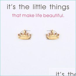 Stud Crown Earrings Alloy Exquisite Gold Sier Colors Stud Womens Elegant Charming Card Jewelry Gifts For Girls Drop Delivery Lulubaby Dhnfo