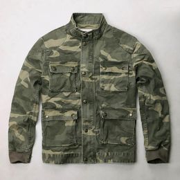 Men's Jackets Men's Mcikkny Men Cargo Camouflage Casual Vintage Multi Pockets Cotton Outwear Coats For Male WindbreakMen's