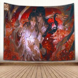 Tapestries Nice Tian Guan Ci Fu Tapestry Wall Hanging Fabric Art Home Decoration Sleeping Pad Carpets Dorm Decor 1009 221006