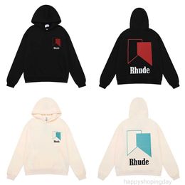 Men's Hoodies Sweatshirts Autumn and Winter 2022 Fashion Br Rhude Printed Cotton Terry Loose Hoodie Sweater Women's