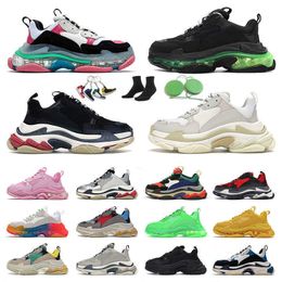 Klassische Luxurys Dr Trainer Schuhe Designer Triple S Casual Schuhe Plattform Turnschuhe Männer Frauen Paris 17 Fw Kristall Unten Weiß Schwarz Rosa Gelb Rot