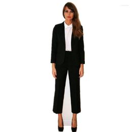 Women's Two Piece Pants Custom Black Women Tuxedos Shawl Lapel Suits For Womens Business One Button 2 Set Trouser Suit Blazer