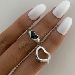 Trend Retro Love Ring Set Luxury Exquisite Fashion Engagement Female Couple Index Finger Ring Wedding Jewellery Gift