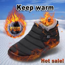 Boots Men Winter Plus Size Shoes Warm Fur Snow Plush Inside Black For Waterproof Mans footwear 221007