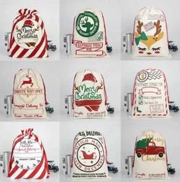 Large Canvas Christmas Decorations Santa Sack 50x70cm Bag Kids Xmas Red Present Bag Home Decoration Reindeer 500pcs sea shipping DAW496