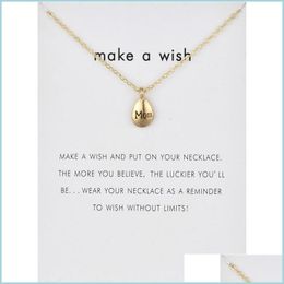 Pendant Necklaces Mom Letters Pendant Necklace For Women Charm Jewellery Gold Sier Colour Wish Card Necklaces Choker Gifts Mo Bdejewelry Dhga4
