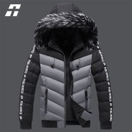 Men's Down Parkas Winter Jacket Men Fur Collar Hooded Thick Warm Cotton Outwear Man Patchwork Parka and Coats Windbreaker Male M-5XL 221007